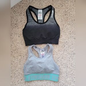 Set Of 2 Gymshark Flex And Adapt Sports Bras - Black Ombre And Grey Marl - XS